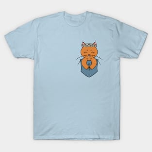 Cute Cat in a Pocket with Chamomile T-Shirt